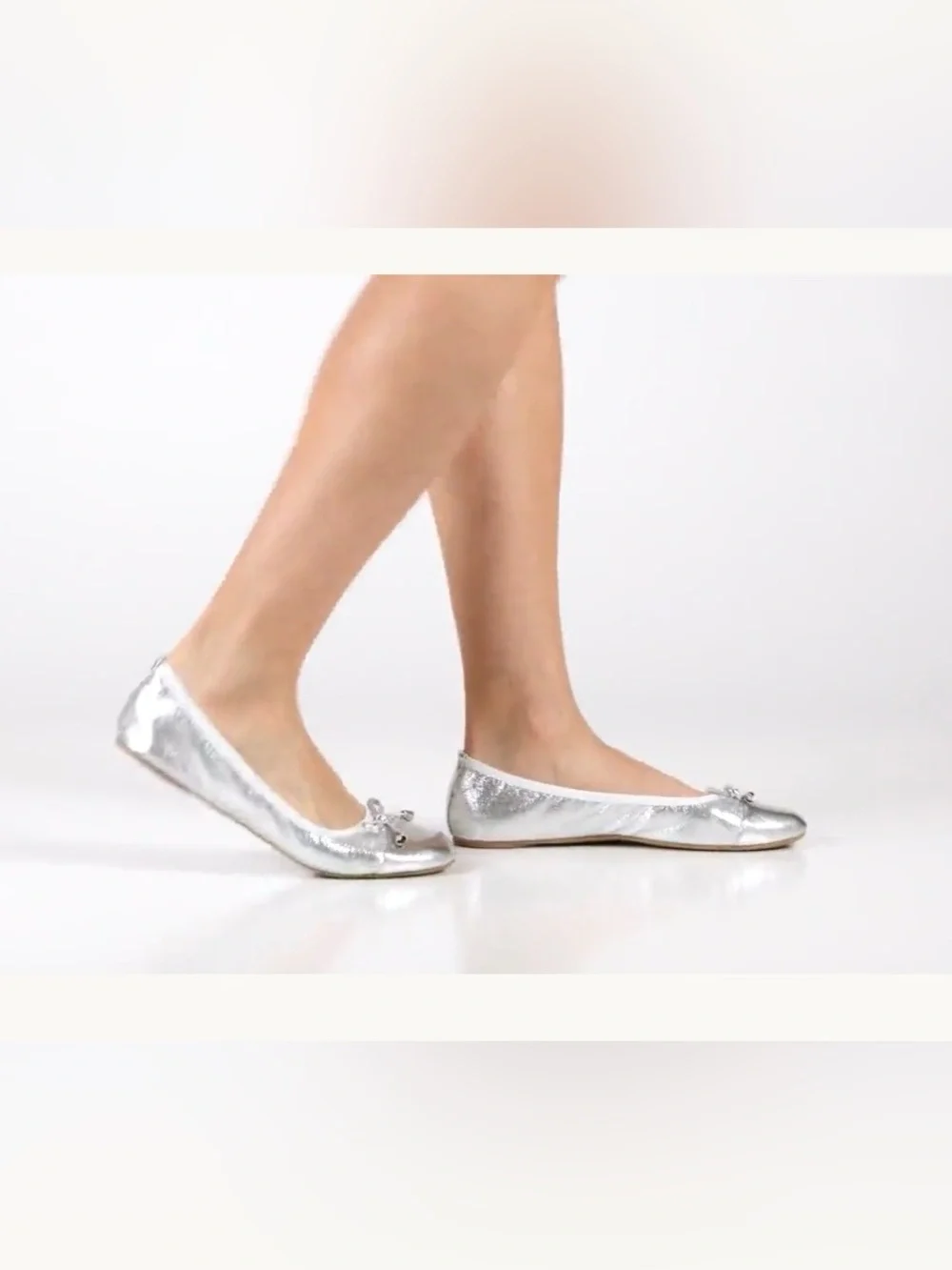 Talaria - Women's Foldable Silver Metallic Ballet Flats Size 10